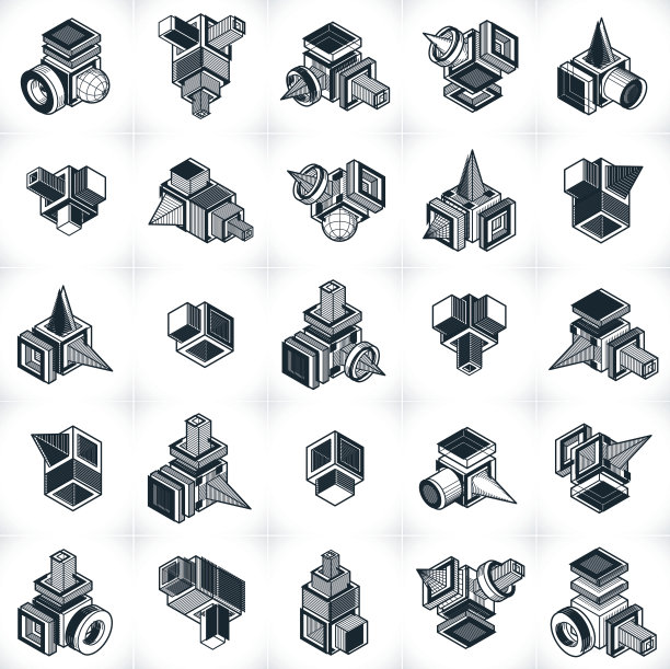 抽象构造等距设计集合、向量集合。图片下载