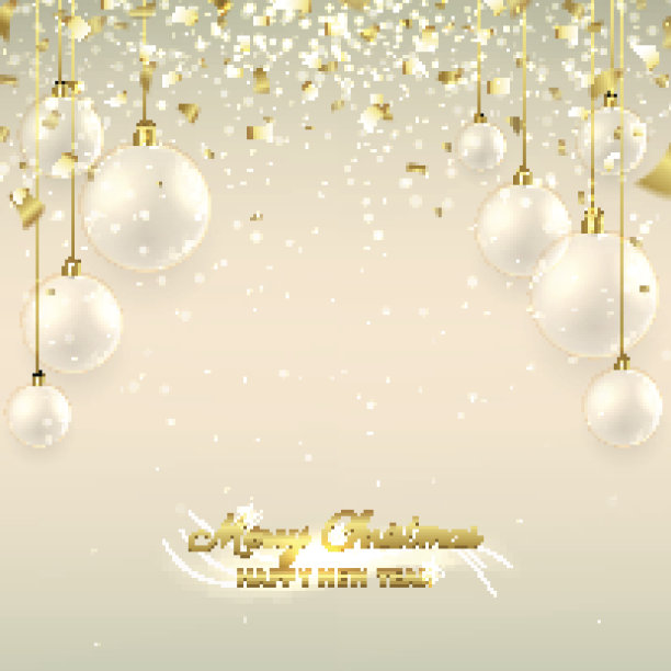 优雅的玻璃球圣诞横幅图片下载