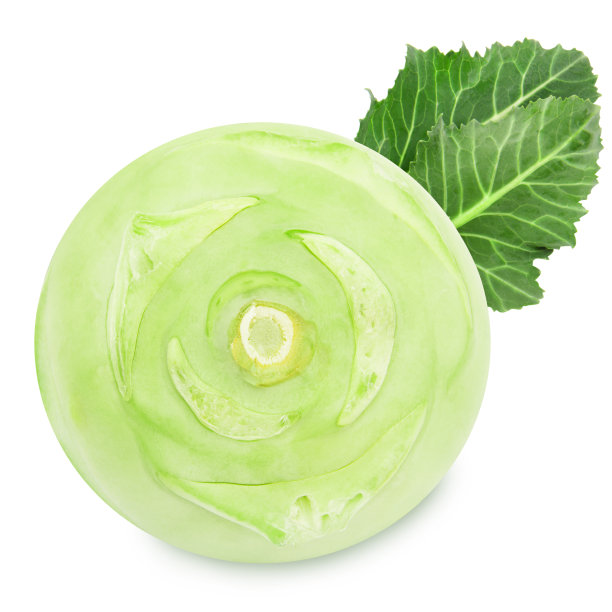 大头菜与叶子在孤立的白色背景图片下载