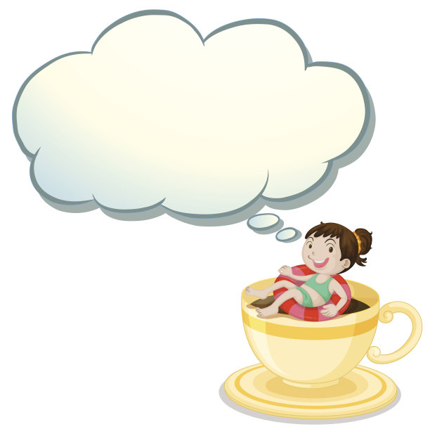 大杯子里有个快乐的小女孩在游泳图片下载