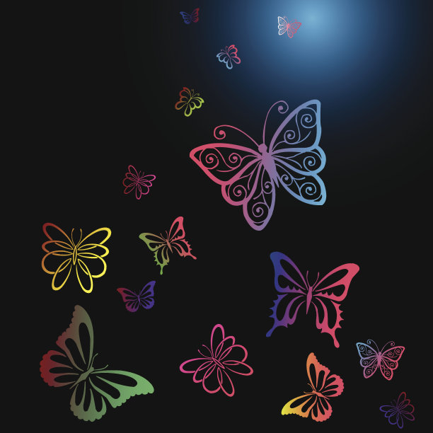 彩色背景与蝴蝶图片下载