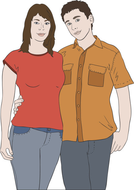 男人拥抱女孩，矢量图片下载