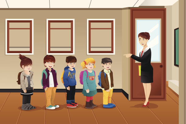 老师让学生们排队素材图片