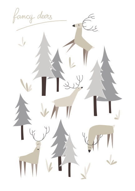 一组奇特的向量鹿图片下载