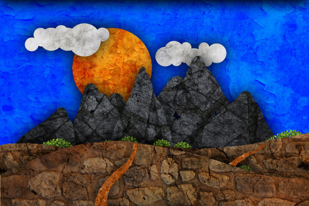 山地景观、插图图片下载