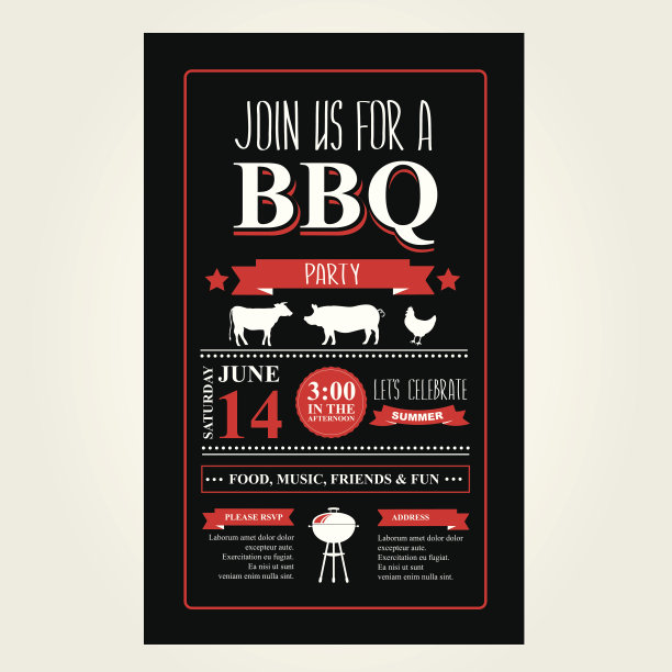 烧烤派对邀请，烧烤宣传册菜单设计。图片下载