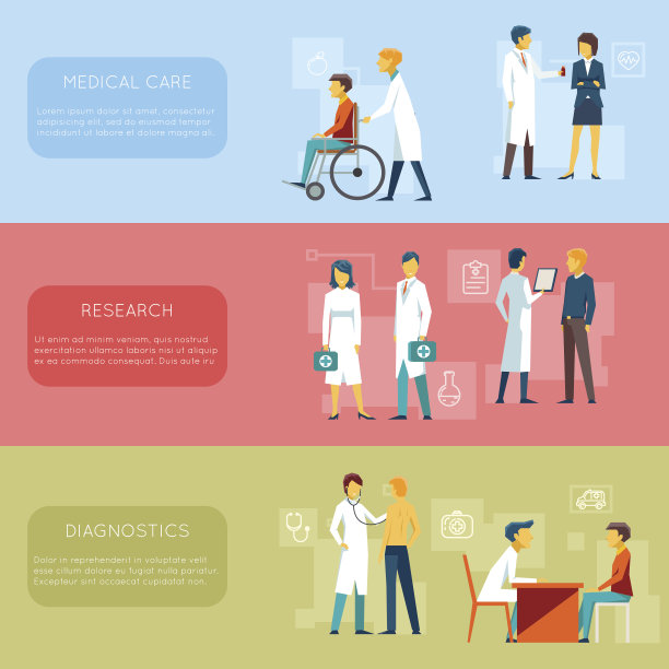 医生旗帜和医务人员旗帜矢量集素材图片