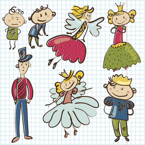 画在纸上的魔法王国的小人物图片下载