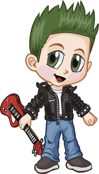 动漫朋克摇滚男孩矢量卡通图片下载