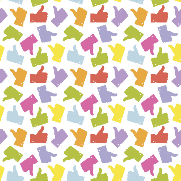 无缝模式。彩色拇指向上图标。图片下载