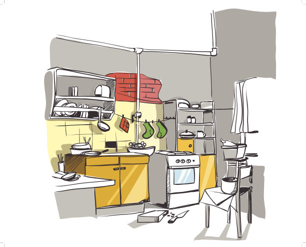 厨房的草图图片下载