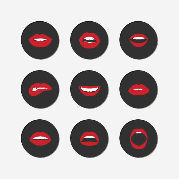 女人的嘴唇手势图标设置图片下载