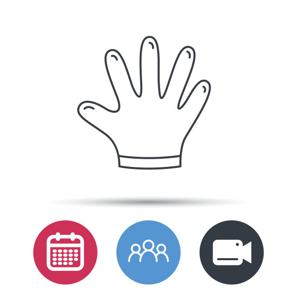 橡胶手套图标。乳胶手保护标志。图片下载