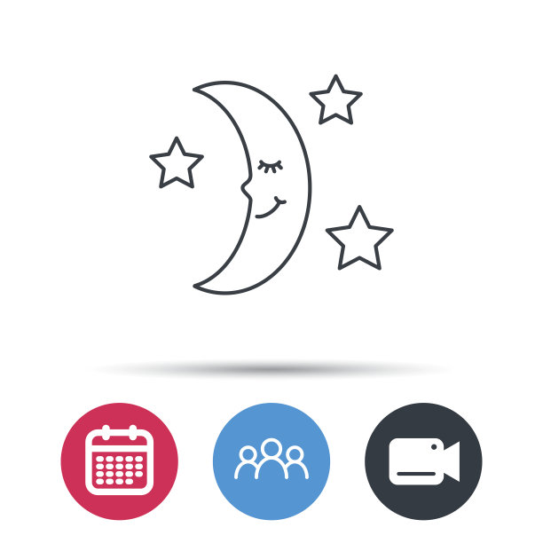 夜晚或睡眠图标。月亮和星星是星座。图片下载