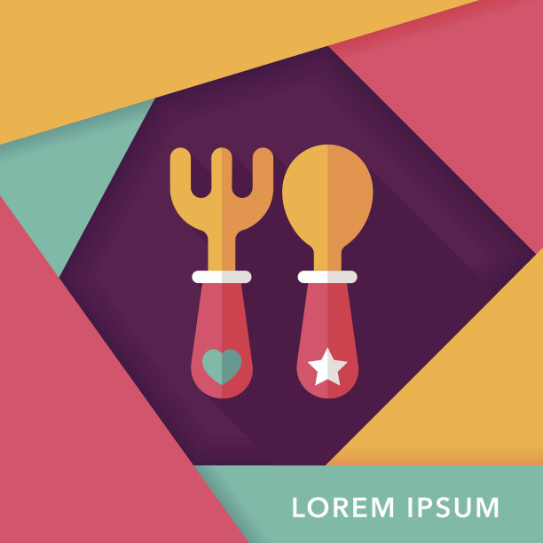 餐具和餐具扁平图标与长影子，eps10图片下载