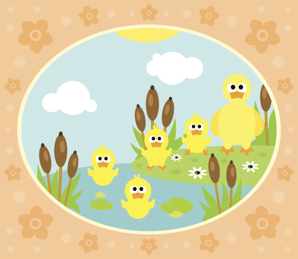 农场背景与鸭子图片下载