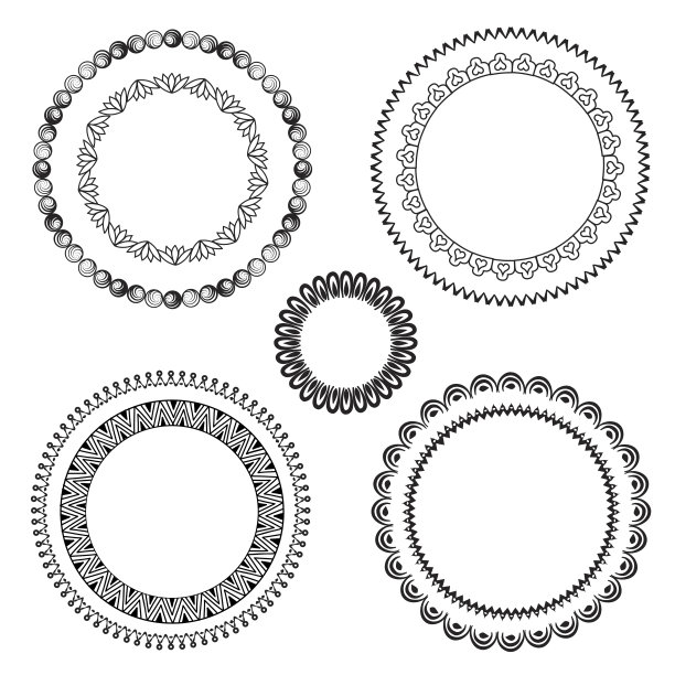 圆形框架设置与花卉几何装饰图片下载