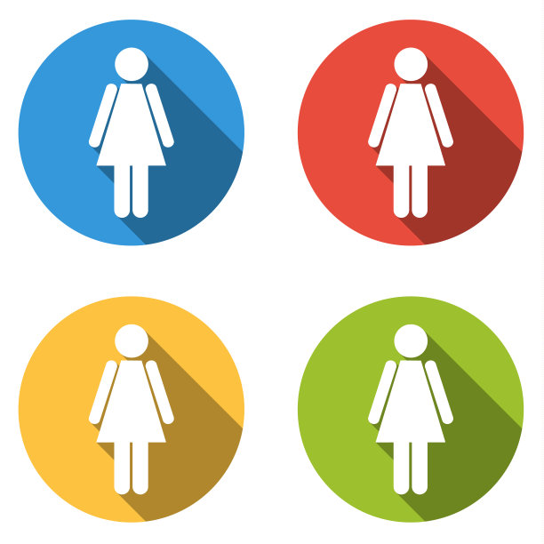 收集4个独立的平面彩色按钮(图标)的女人图片下载