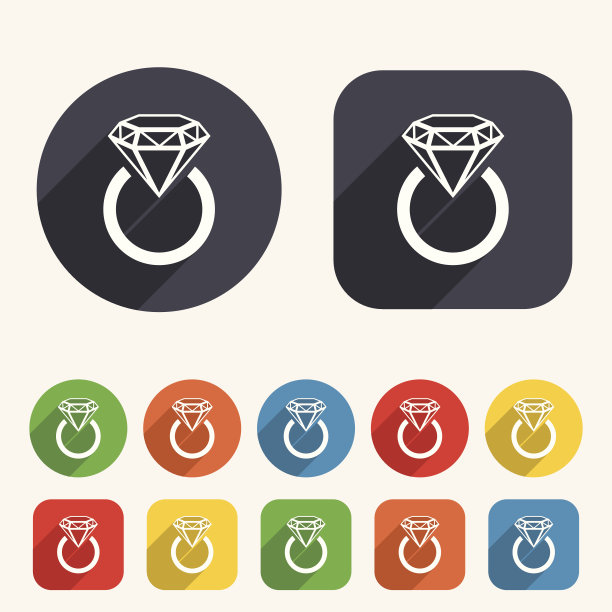 珠宝标志图标。有钻石标志的戒指。图片下载