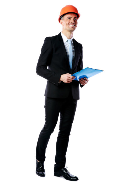 商人戴着头盔，拿着蓝色文件夹图片下载