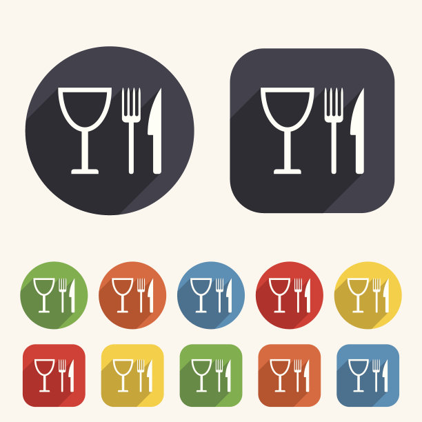 吃符号图标。刀，叉和酒杯。图片下载