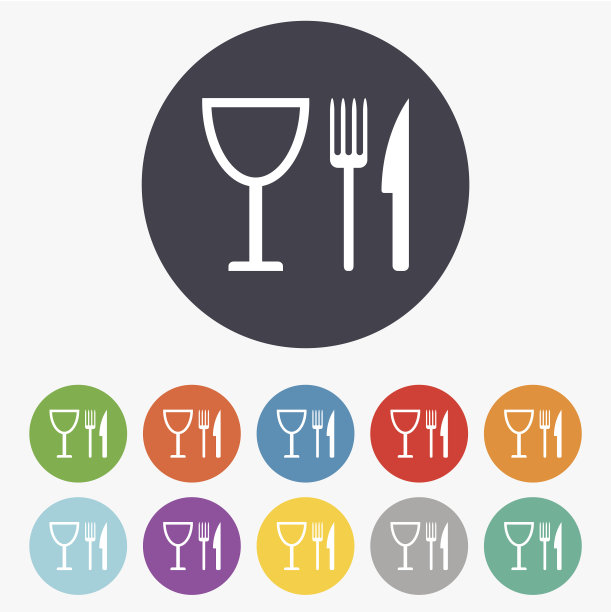 吃符号图标。刀，叉和酒杯。图片下载