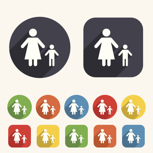 单亲家庭和一个孩子的标志图标。图片下载