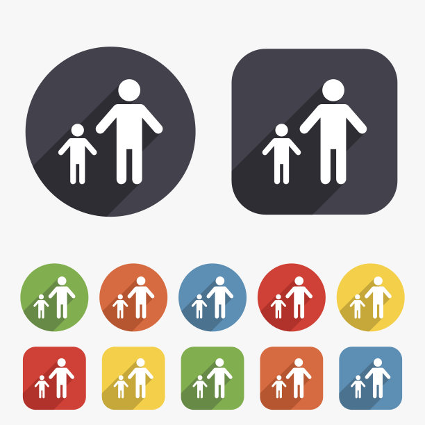 单亲家庭和一个孩子的标志图标。图片下载