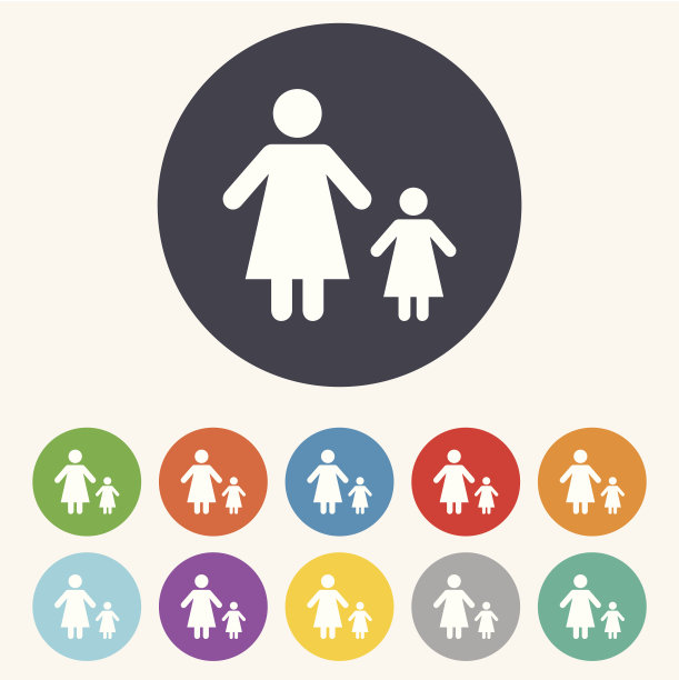 单亲家庭和一个孩子的标志图标。图片下载