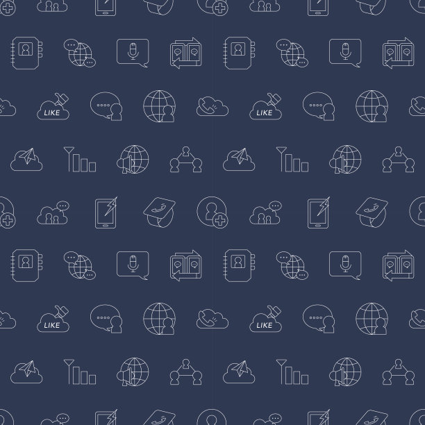 无缝模式的社交网络图标在海军背景图片下载