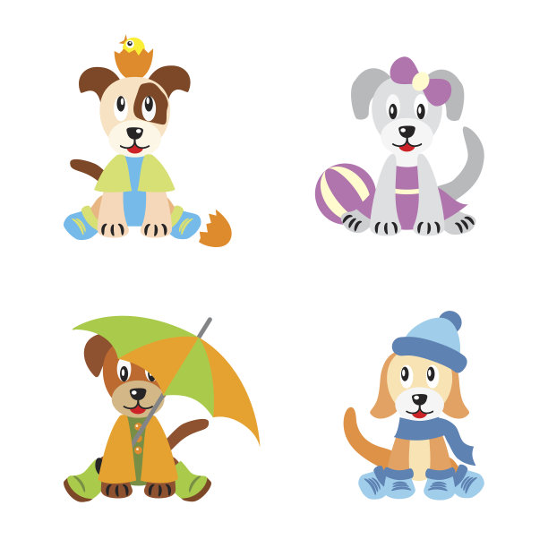 四季的小狗，打扮得像孩子图片下载