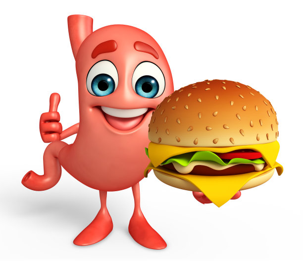 卡通人物的胃与汉堡图片下载