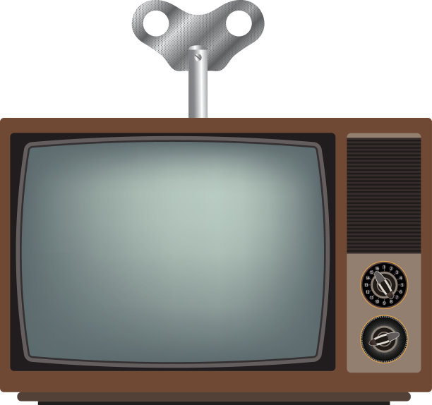 带卷簧的旧电视。图片下载