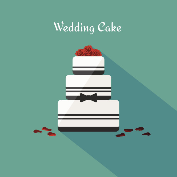 婚礼蛋糕。图标在平面风格。向量。图片下载