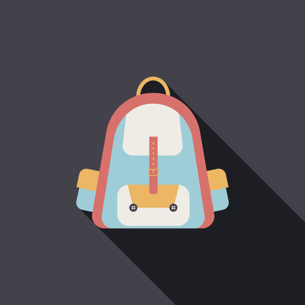 背包平面图标与长影子图片下载