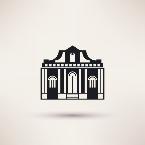 博物馆建筑。美术图标平面孤立矢量。图片下载