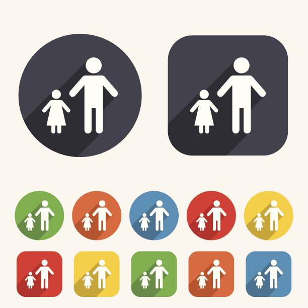 单亲家庭和一个孩子的标志图标。图片下载