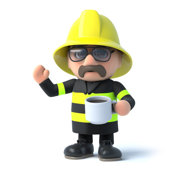3d Fireman喝了一杯咖啡图片下载