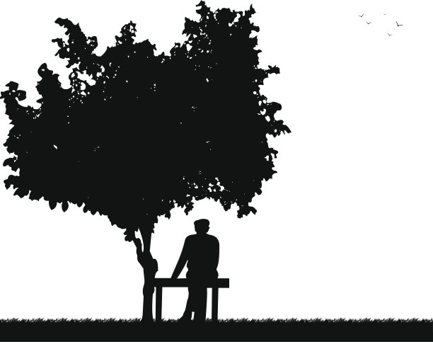 很老的爷爷坐在公园的长椅上图片下载