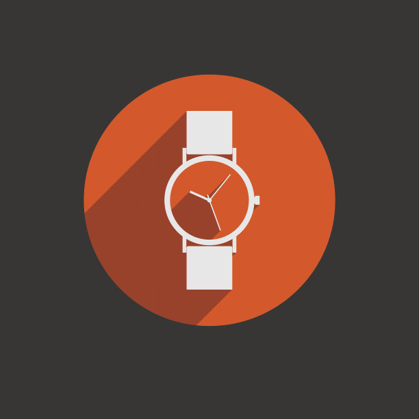时尚向量腕表图标与长影子图片下载