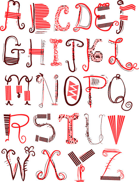 手绘大写字母集图片下载