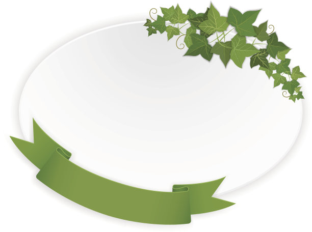 带有丝带和藤蔓的椭圆形横幅图片下载