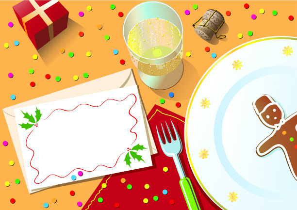 圣诞节餐桌上图片下载