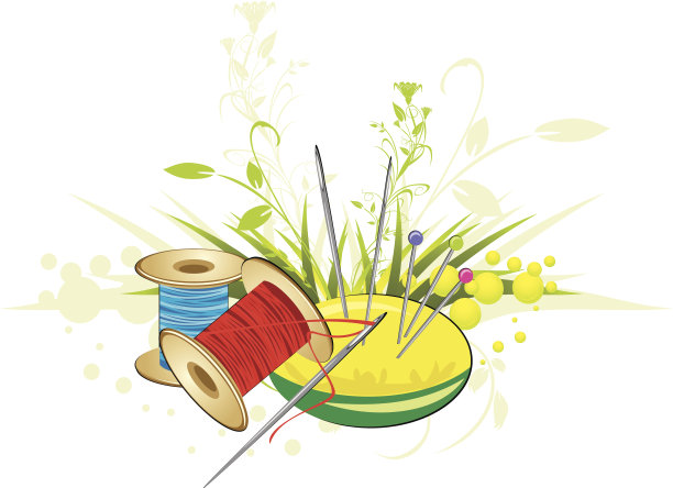 在春天的花束背景上设置刺绣图片下载