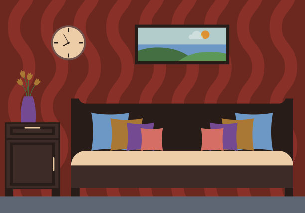 卧室室内矢量图图片下载