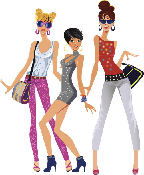 时尚有趣的女孩在白色的背景图片下载