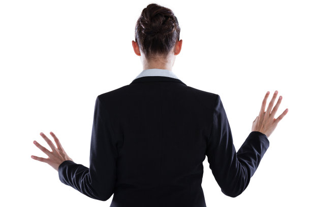 后视图的商业女性使用数字屏幕图片下载