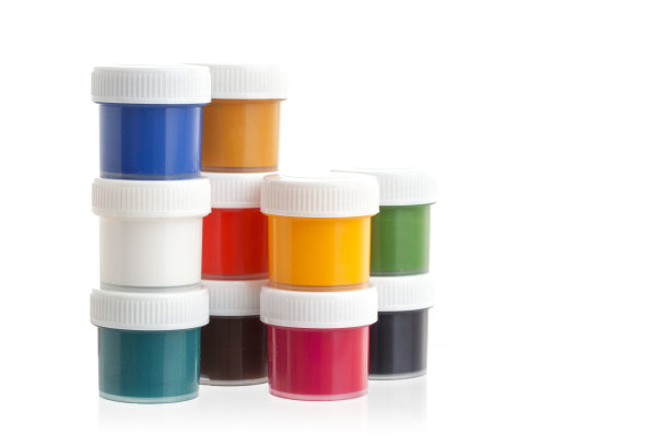 水粉画罐孤立的白色背景图片下载