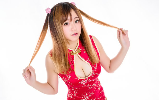 性感的红色旗袍，旗袍展示了女人女孩中国图片下载