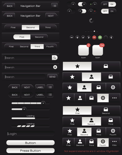 矢量移动UI工具包。元素。图片下载